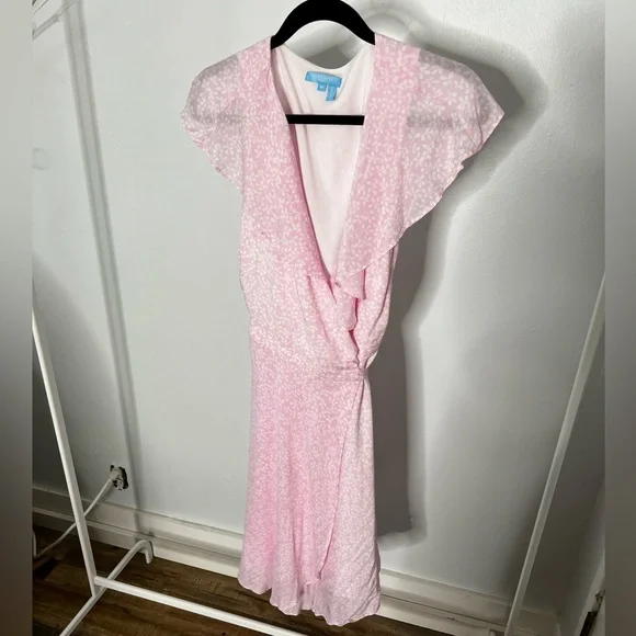 draper james pink floral dress Draper James Pink & White Floral Linen Wrap Dress Size 12 NWT